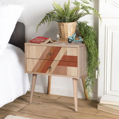 Asir Comodino con 2 cassetti City Two Flow Multicolore
