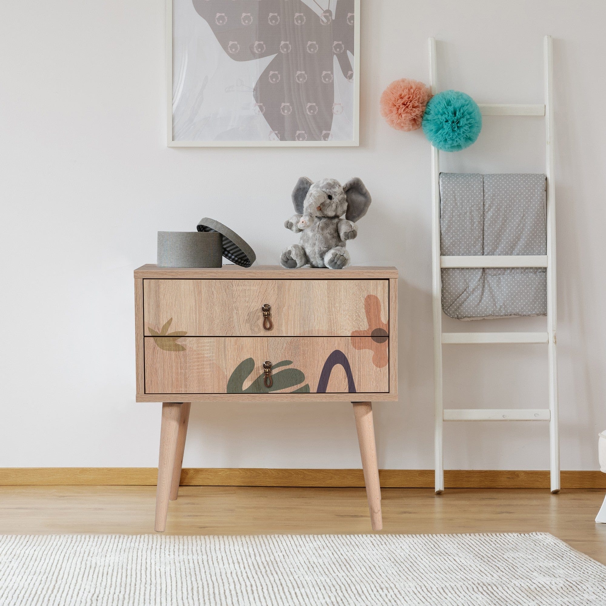 Asir Comodino con 2 cassetti City Two Leaf Multicolore