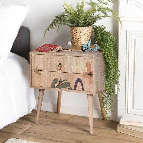 Asir Comodino con 2 cassetti City Two Leaf Multicolore