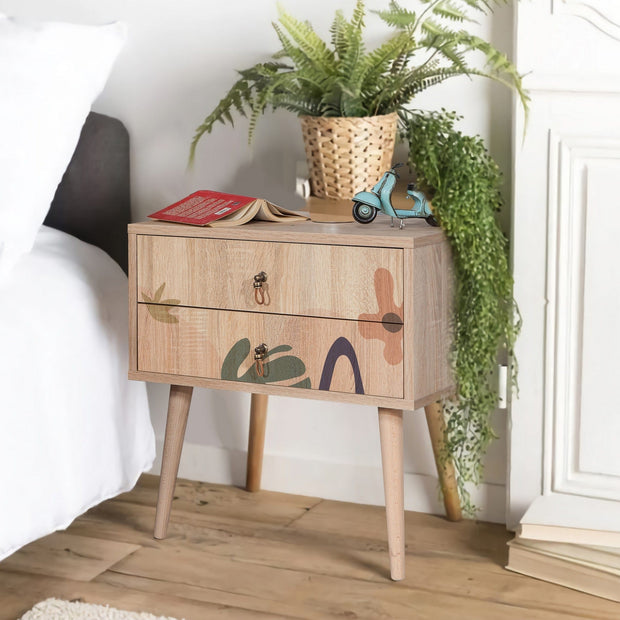 Asir Comodino con 2 cassetti City Two Leaf Multicolore
