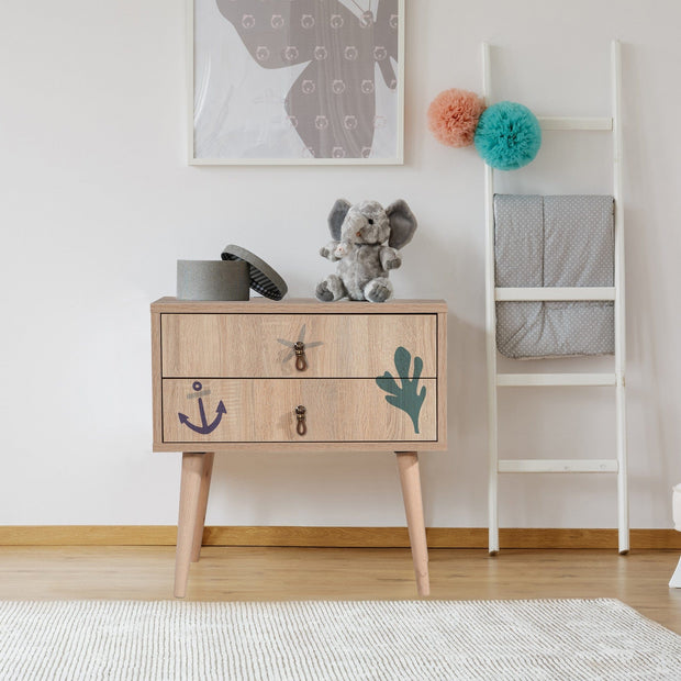 Asir Comodino con 2 cassetti City Two Marin Multicolore
