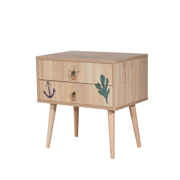Asir Comodino con 2 cassetti City Two Marin Multicolore