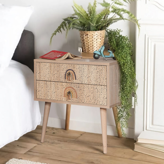 Asir Comodino con 2 cassetti City Two Rainbow Multicolore