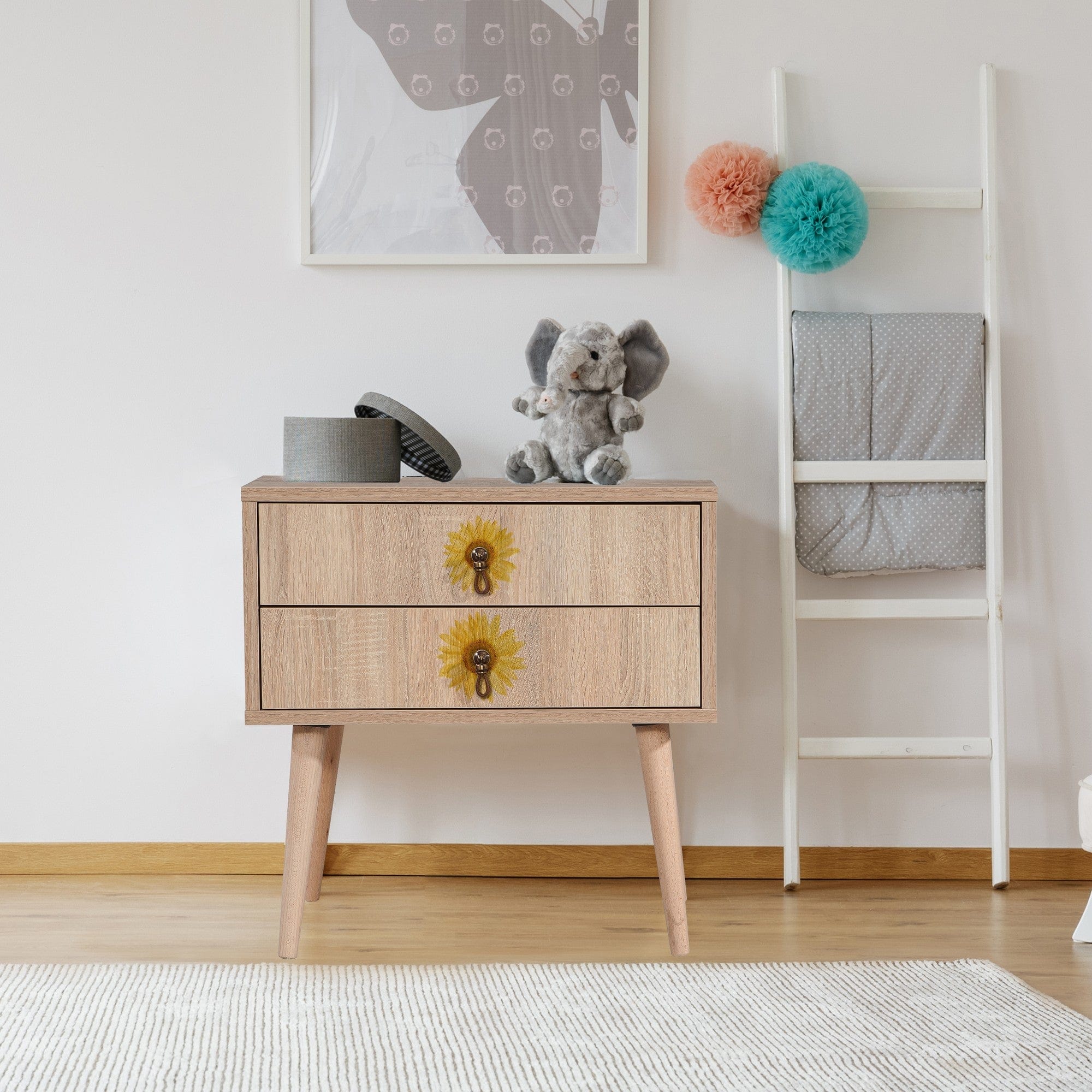 Asir Comodino con 2 cassetti City Two Seed Multicolore