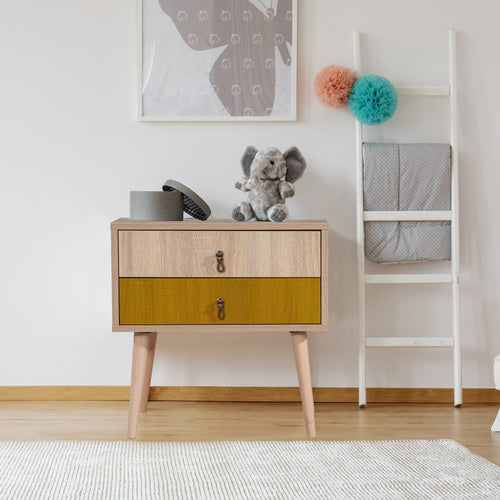 Asir Comodino con 2 cassetti City Two Sun Multicolore