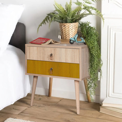 Asir Comodino con 2 cassetti City Two Sun Multicolore