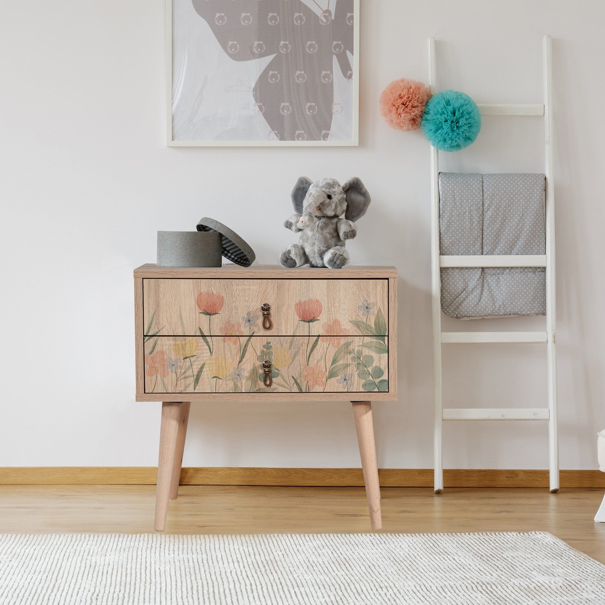 Asir Comodino con 2 cassetti City Two Tulip Multicolore