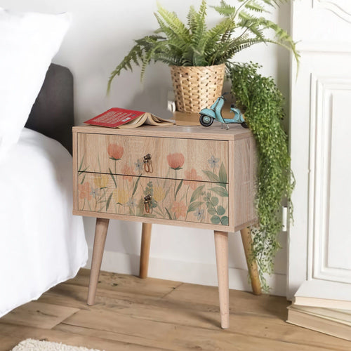Asir Comodino con 2 cassetti City Two Tulip Multicolore