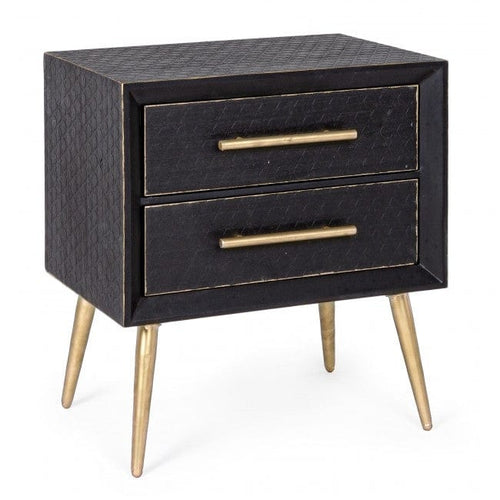 Bizzotto Comodino con 2 cassetti Ebony Nero
