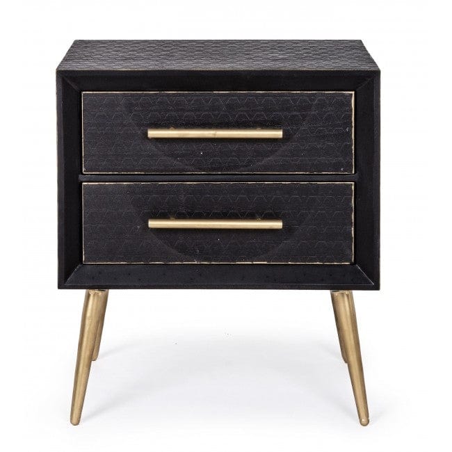 Bizzotto Comodino con 2 cassetti Ebony Nero