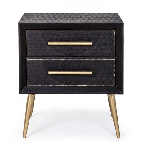 Bizzotto Comodino con 2 cassetti Ebony Nero