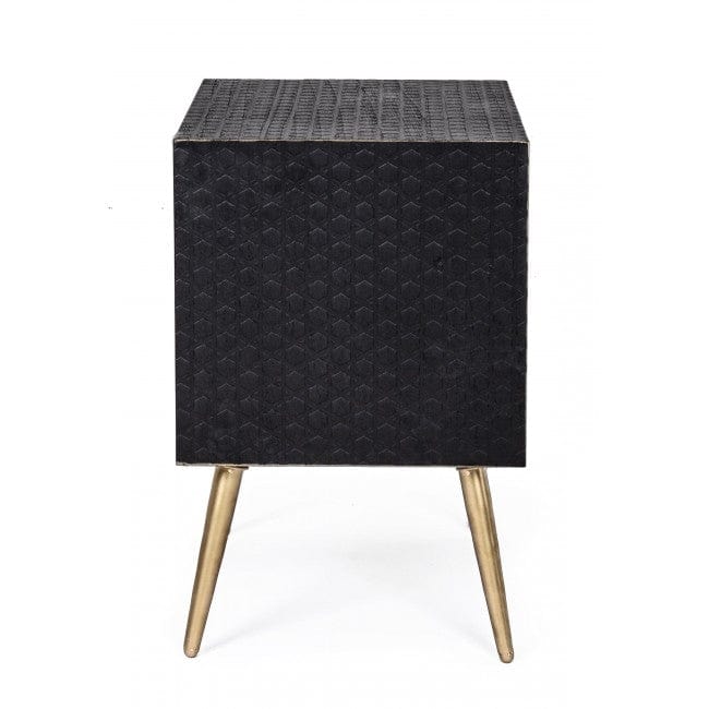 Bizzotto Comodino con 2 cassetti Ebony Nero