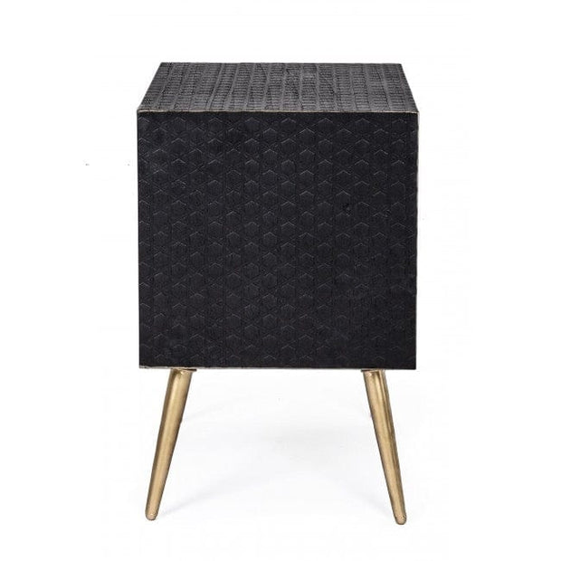 Bizzotto Comodino con 2 cassetti Ebony Nero