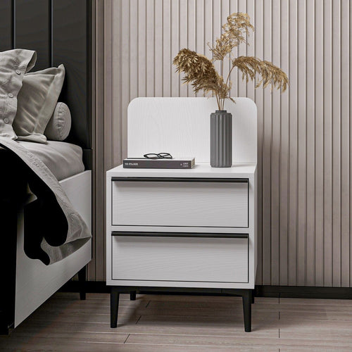 Asir Comodino con 2 cassetti Elevate Bianco