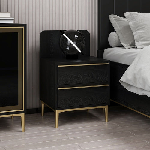 Asir Comodino con 2 cassetti Elevate Nero