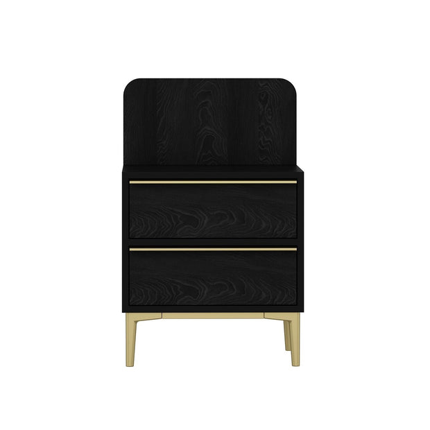 Asir Comodino con 2 cassetti Elevate Nero