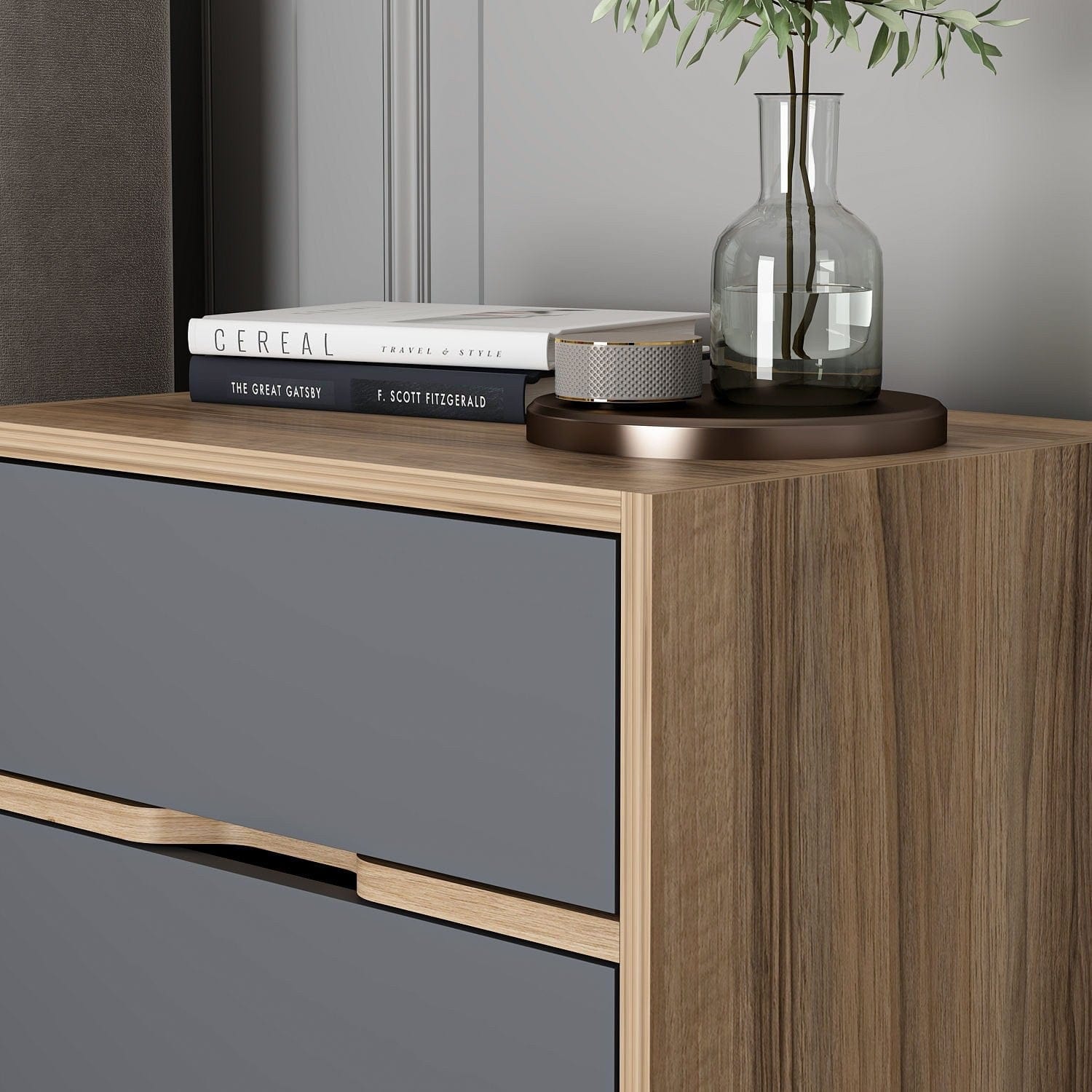 Asir Comodino con 2 cassetti Elina 8170 Antracite