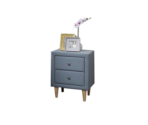 Maesta Comodino con 2 cassetti in tessuto Ashley Blu