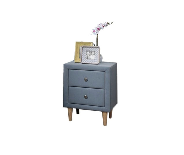 Maesta Comodino con 2 cassetti in tessuto Ashley Blu