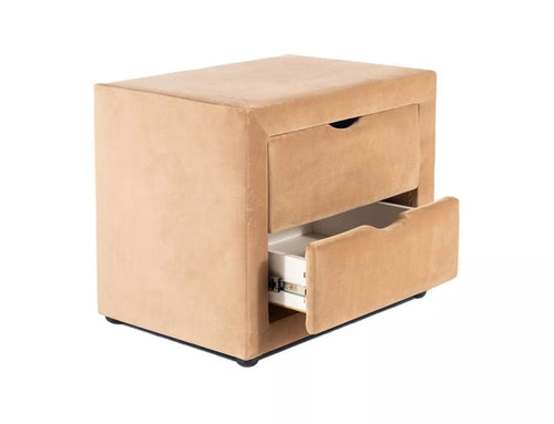 Signal Comodino con 2 cassetti, in velluto, ET-002 Beige