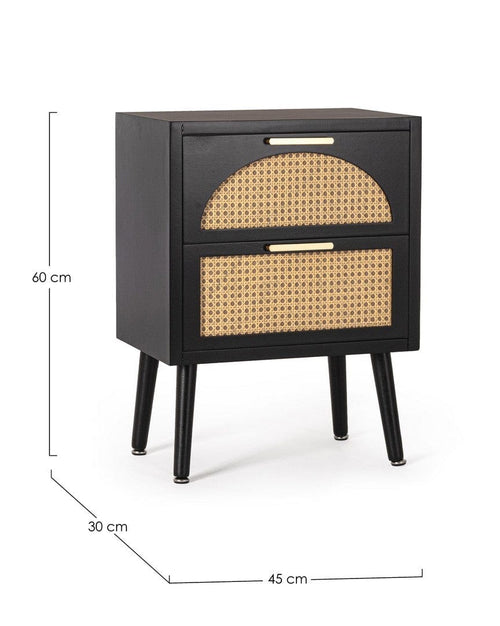 Bizzotto Comodino con 2 cassetti Josine Nero