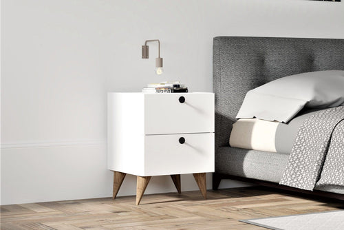 Comodino con 2 cassetti Kada Bianco