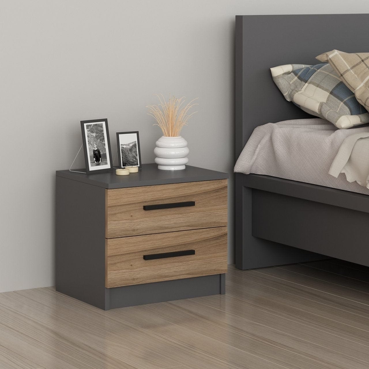 Asir Comodino con 2 cassetti Kale 4920 Noce