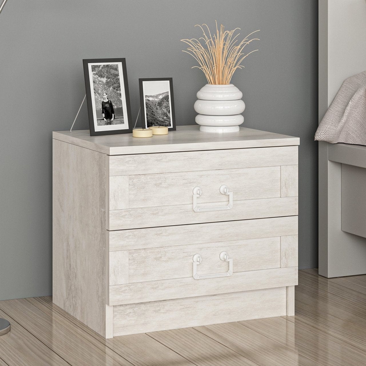 Asir Comodino con 2 cassetti Kale 4922 Bianco