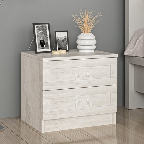 Asir Comodino con 2 cassetti Kale 4922 Bianco