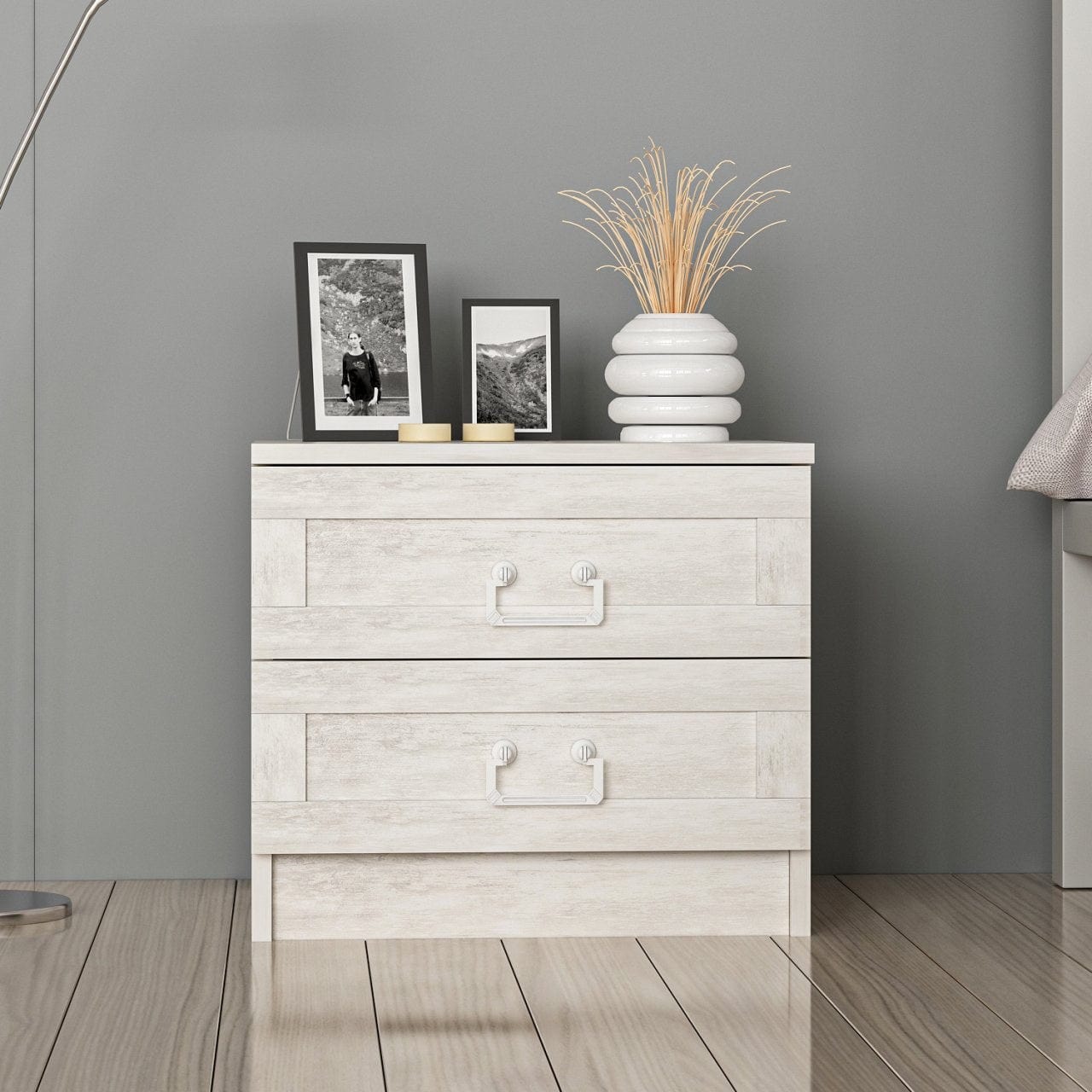 Asir Comodino con 2 cassetti Kale 4922 Bianco