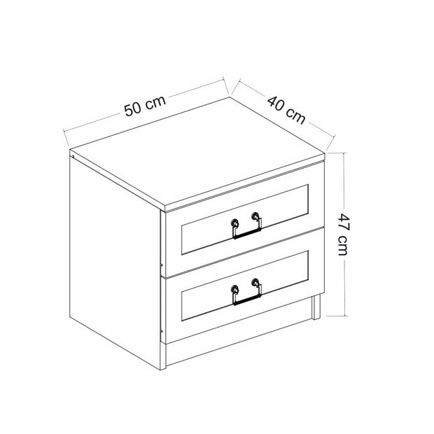 Asir Comodino con 2 cassetti Kale 4922 Bianco