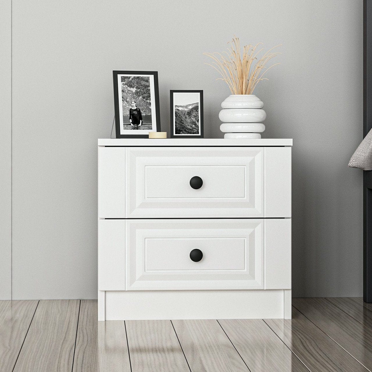Asir Comodino con 2 cassetti Kale 4923 Bianco