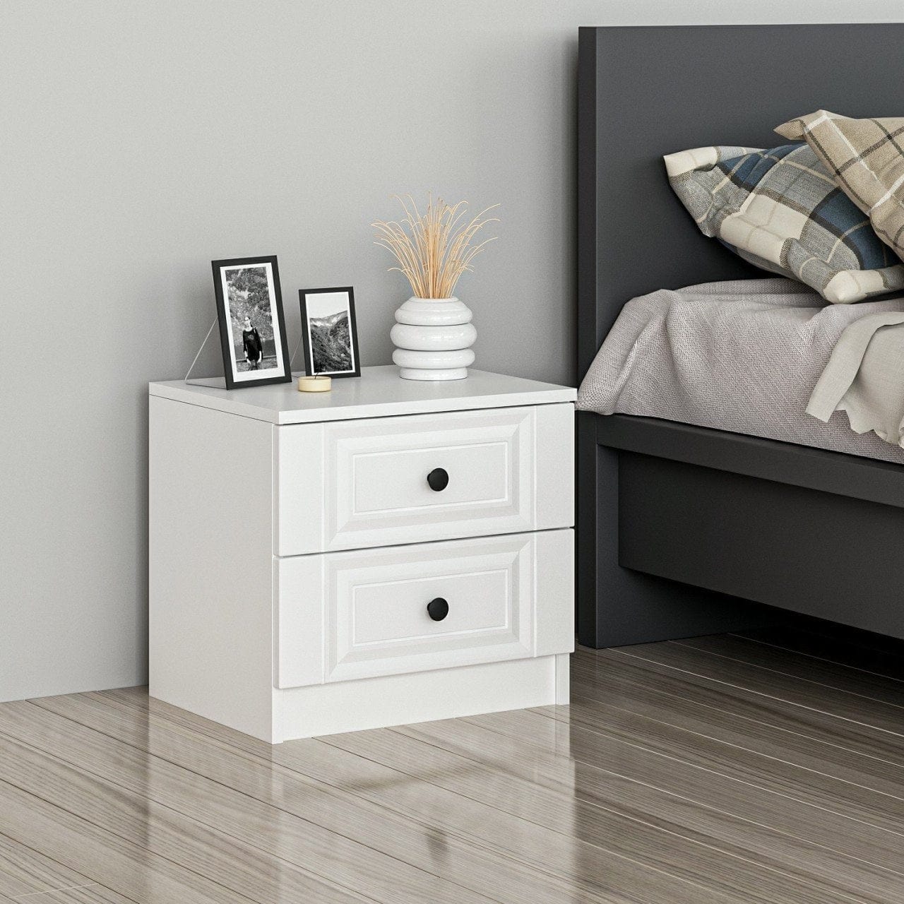 Asir Comodino con 2 cassetti Kale 4923 Bianco