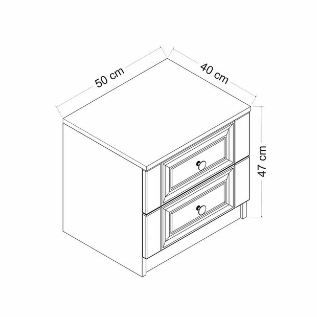 Asir Comodino con 2 cassetti Kale 4923 Bianco
