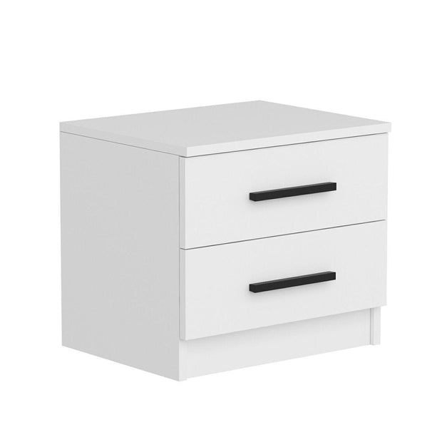 Asir Comodino con 2 cassetti Kale 84 Bianco