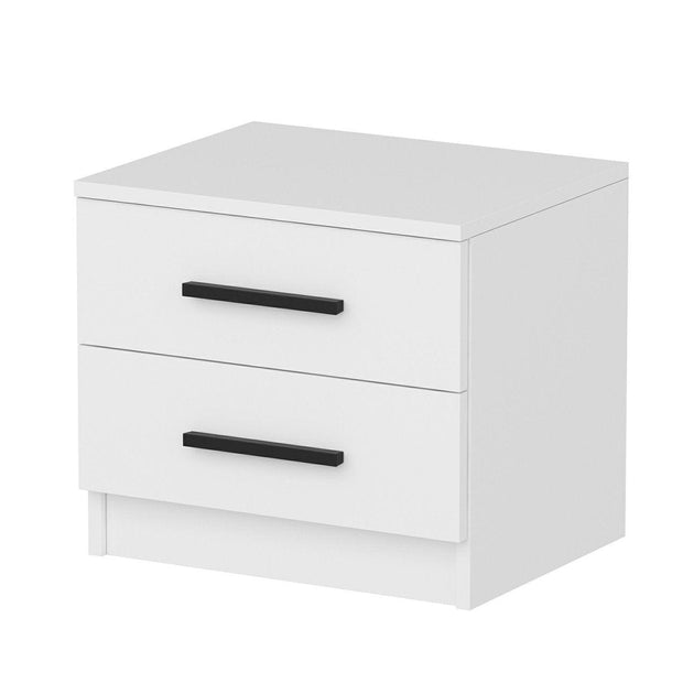 Asir Comodino con 2 cassetti Kale 84 Bianco