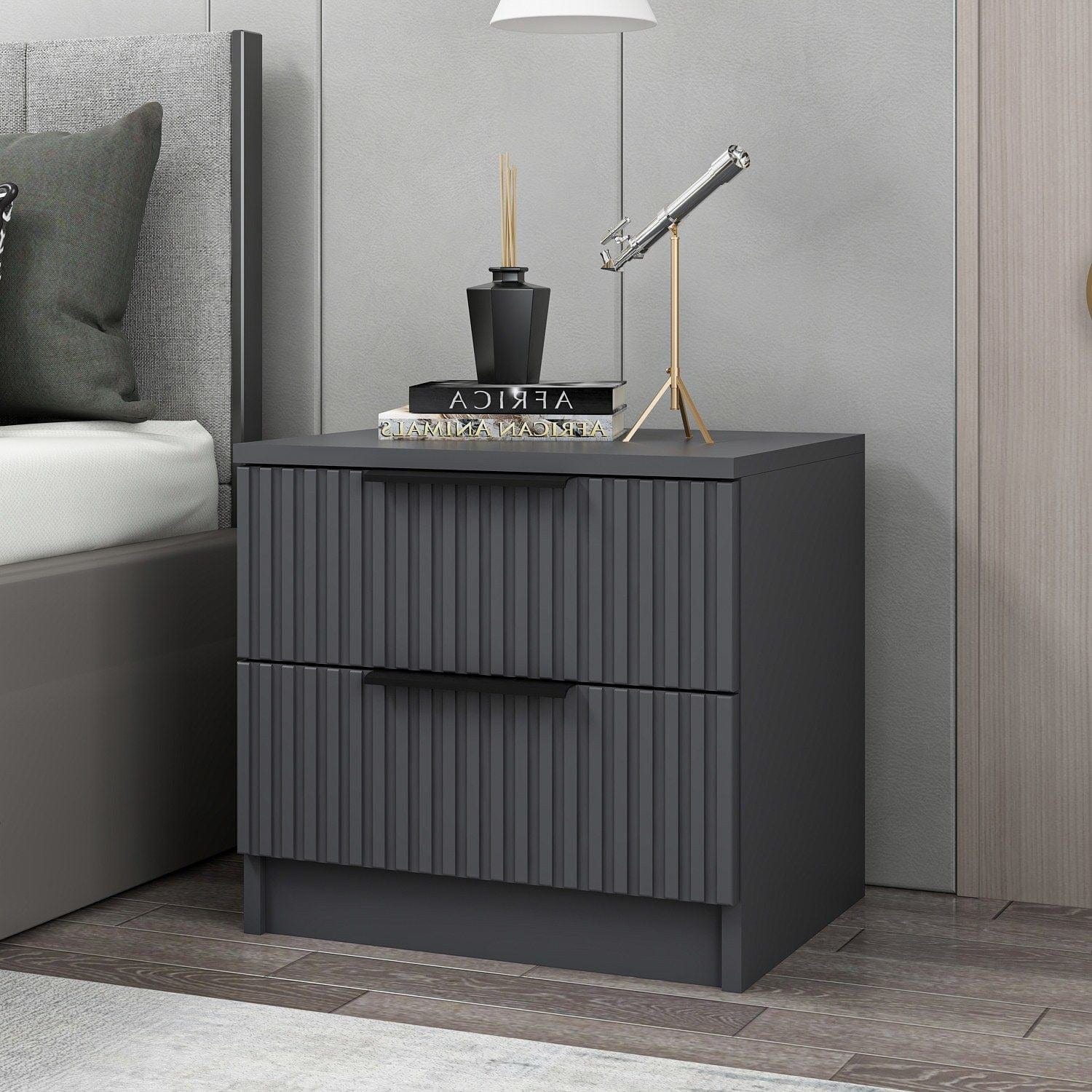 Asir Comodino con 2 cassetti Kale Plus 7898 Antracite