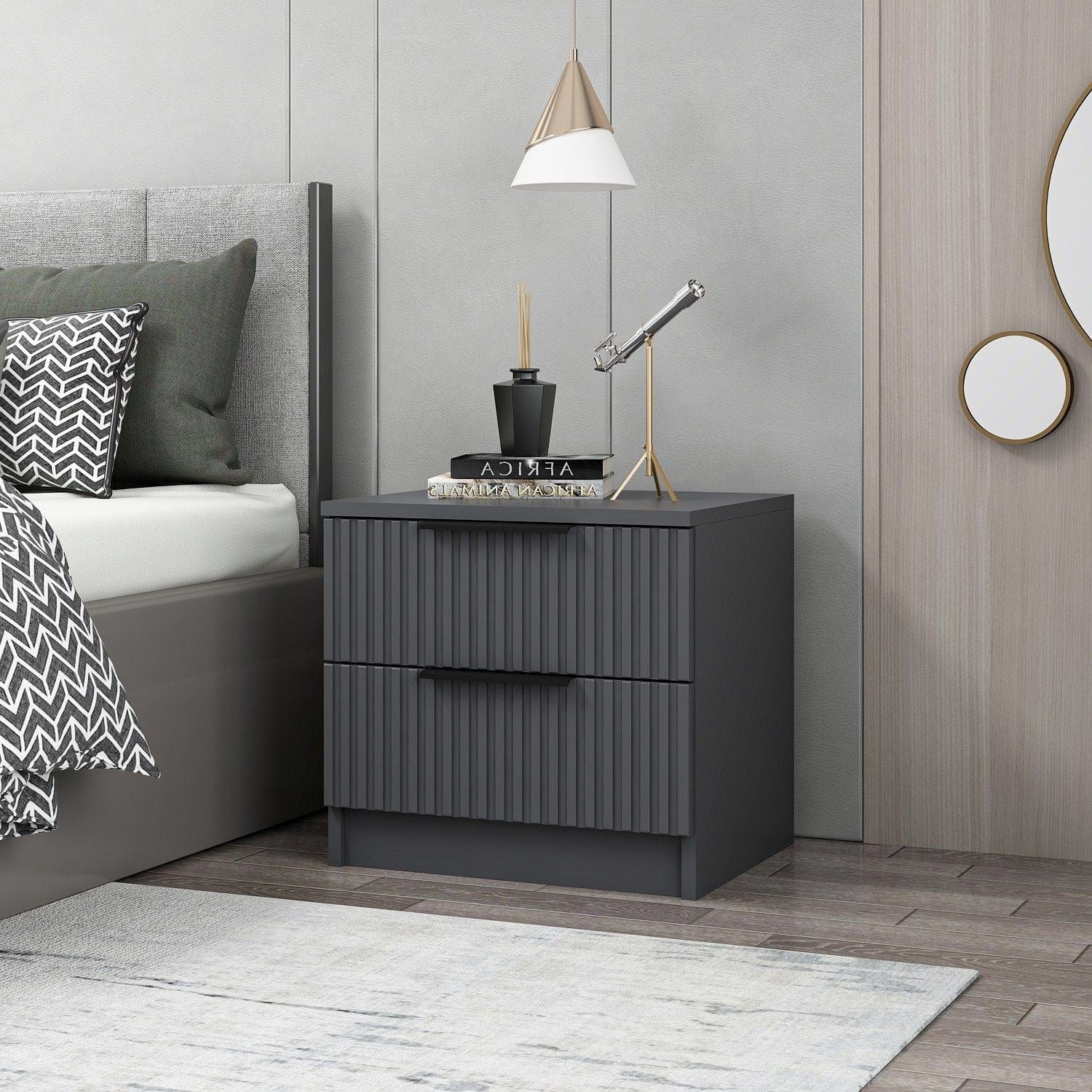 Asir Comodino con 2 cassetti Kale Plus 7898 Antracite