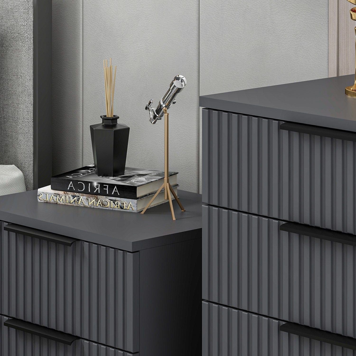 Asir Comodino con 2 cassetti Kale Plus 7898 Antracite