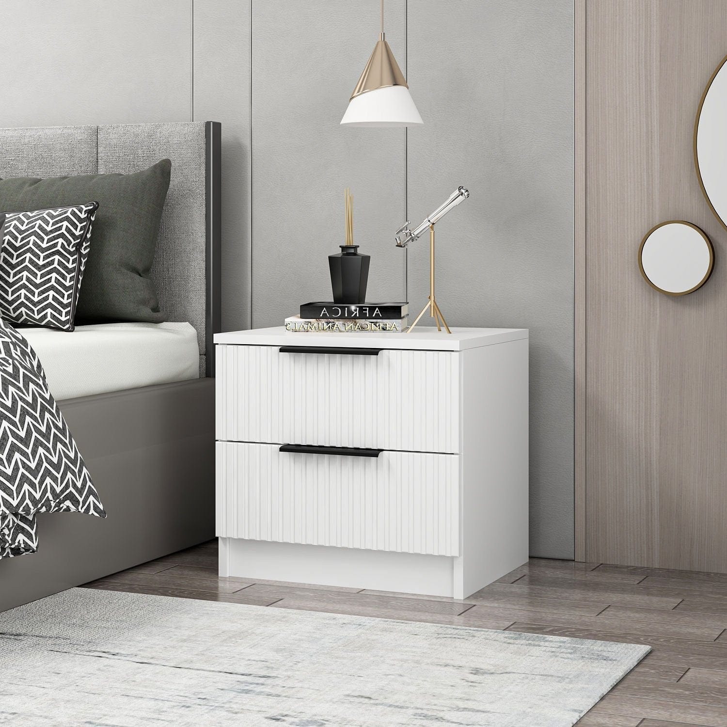Asir Comodino con 2 cassetti Kale Plus 7910 Bianco