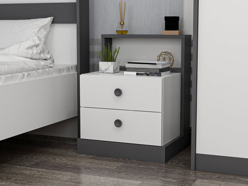 Asir Comodino con 2 cassetti Life Bianco