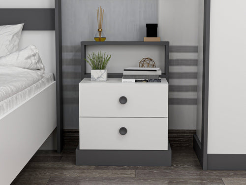 Asir Comodino con 2 cassetti Life Bianco