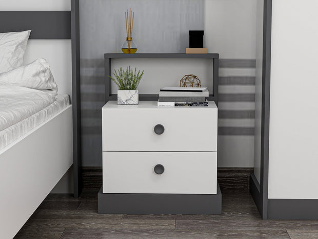 Asir Comodino con 2 cassetti Life Bianco