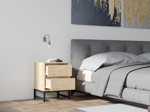 Asir Comodino con 2 cassetti Nehir Naturale