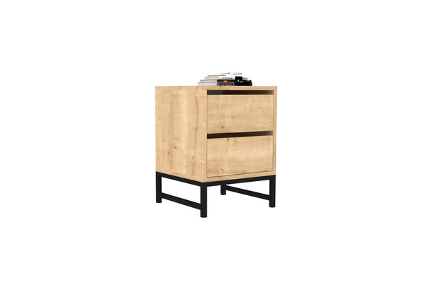 Asir Comodino con 2 cassetti Nehir Naturale