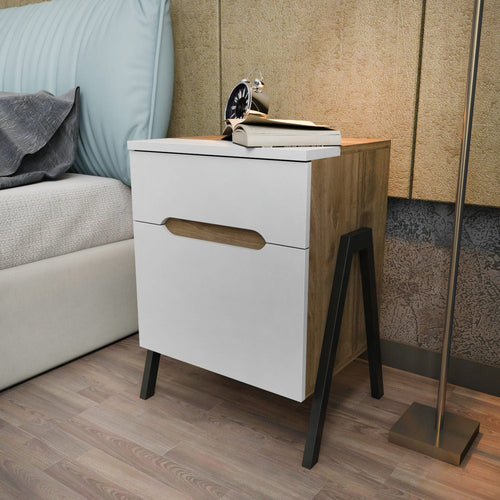 Asir Comodino con 2 cassetti Neva Bianco