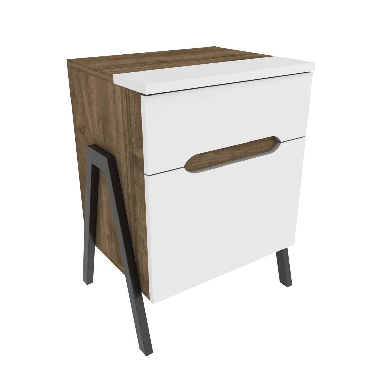 Asir Comodino con 2 cassetti Neva Bianco