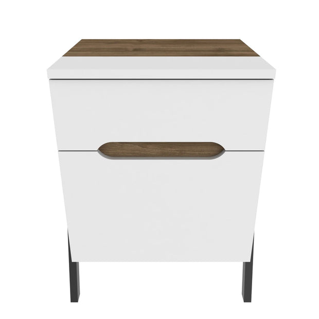 Asir Comodino con 2 cassetti Neva Bianco