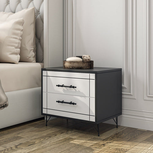 Asir Comodino con 2 cassetti Night Bianco