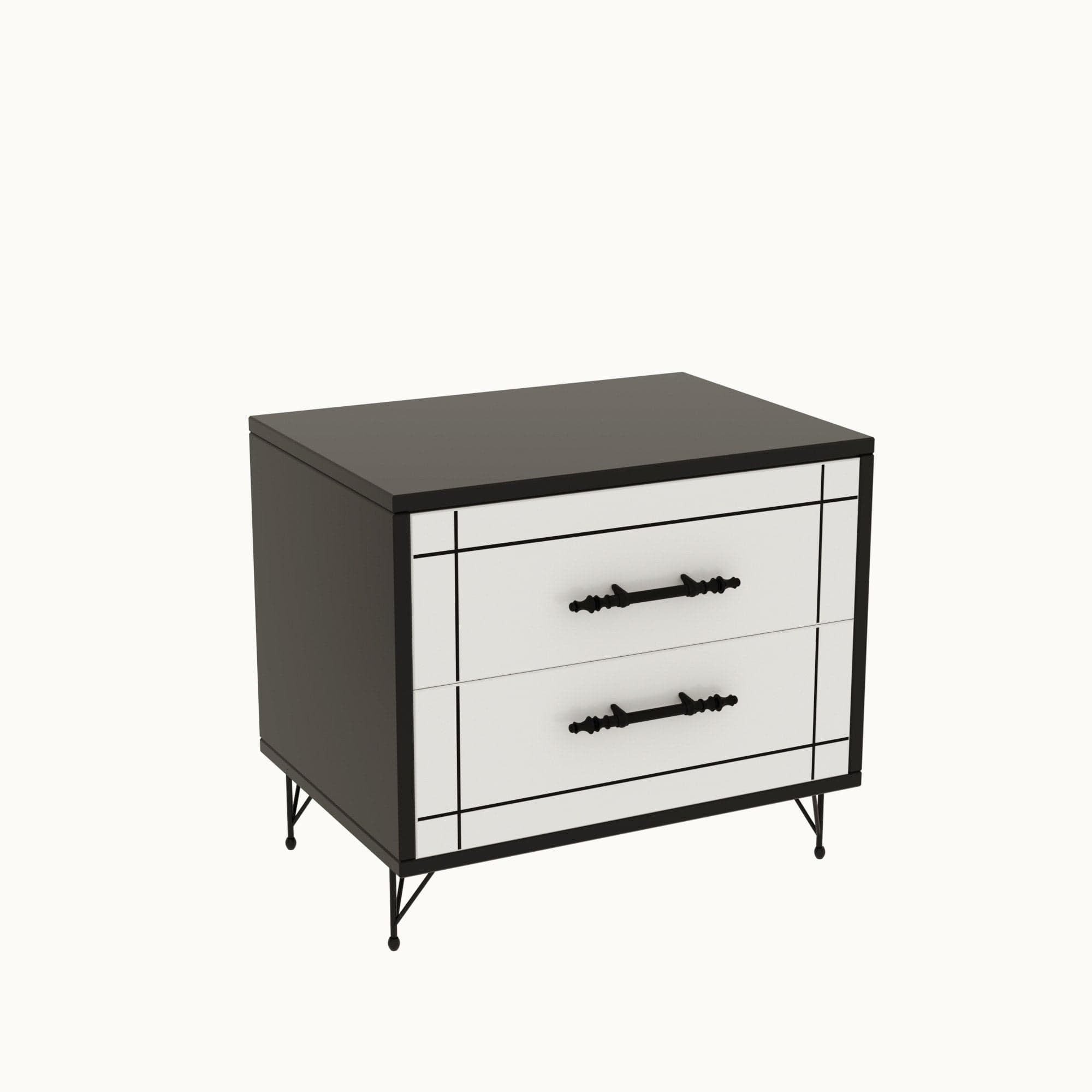 Asir Comodino con 2 cassetti Night Bianco